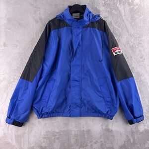 Marlboro Unlimited Jacket Mens‎ Size XL Blue Black Hooded Windbreaker